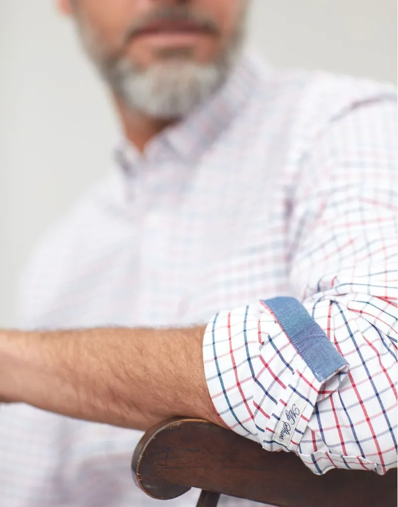 Joules Welford Classic White Red and Blue Check Shirt-2